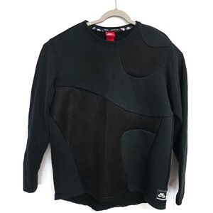 NIKE AIR MENS CREW NECK PULLOVER SWEATSHIRT LARGE BLACK 830649-010 HYPER MESH